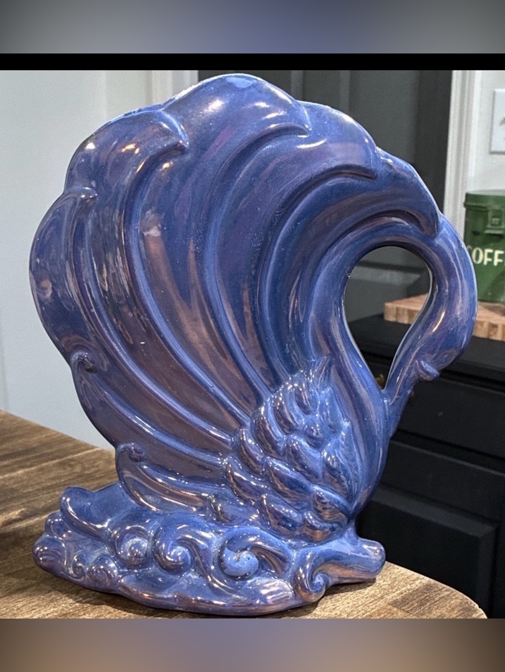 Vintage Blue Ceramic Swan Figurine